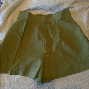 Zara Green High-Waist Women's Shorts